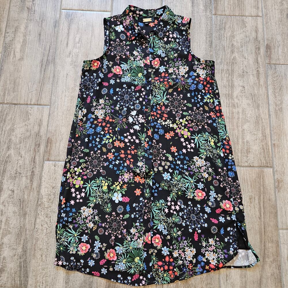 Alexia Admor Dress Womens Size XS Button Front Collared Shift Dark Floral Garden